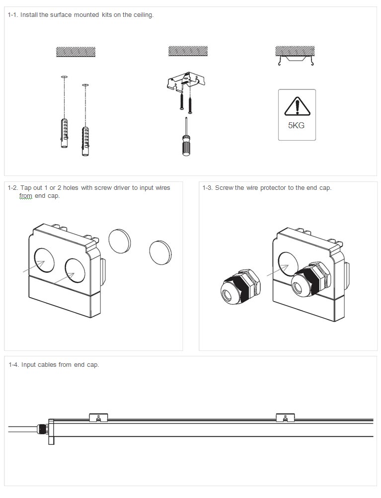 Surface Mounted Installation of LED Trunk Single Lamps