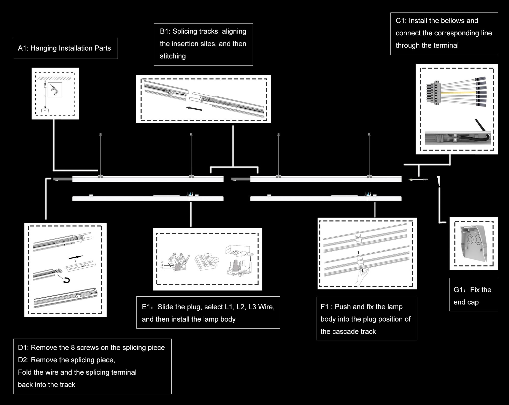 Installation Procedure of 26W-85W Linkable LED Linear Light System