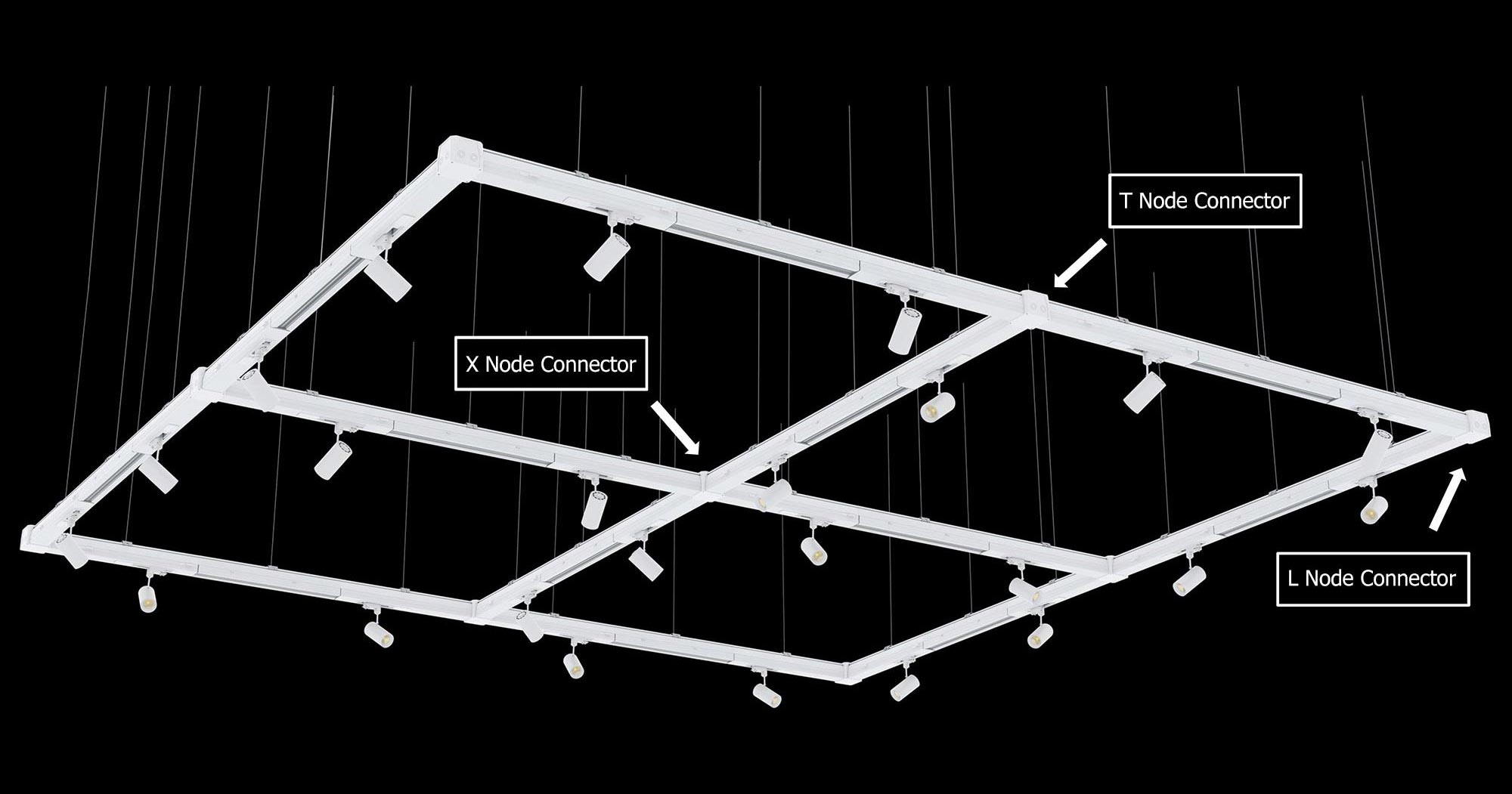 Lighting System Connected With Node Connector for 26W-85W Linkable LED Linear Light System