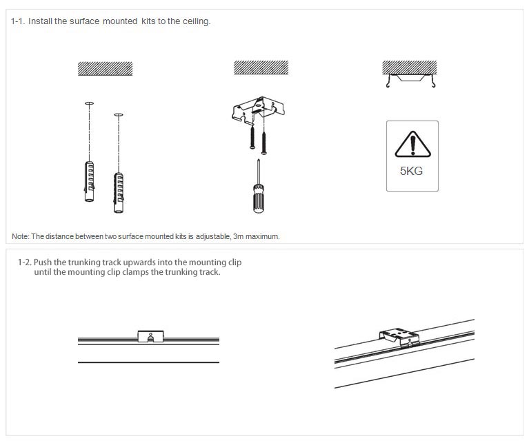 Surface Mounted Installation of LED Linear Trunking Lights