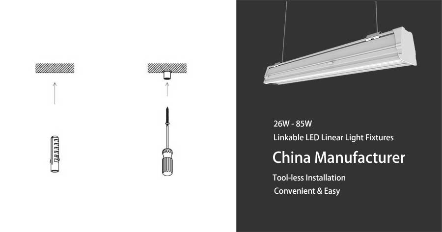 Suspension Kit Installation for LED Linear Lighting System Fixtures