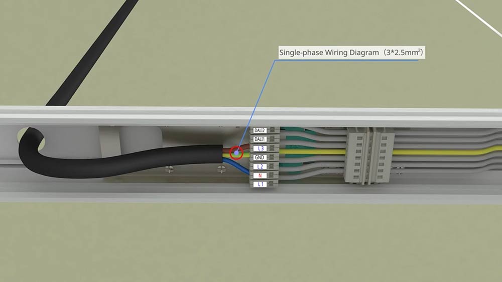 input wires from trunking rail